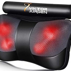 VIKTOR JURGEN Neck Massage Pillow Shiatsu Deep Kneading Shoulder Back and Foot Massager with Heat-Relaxation Gifts for Women/Men/Dad/Mom